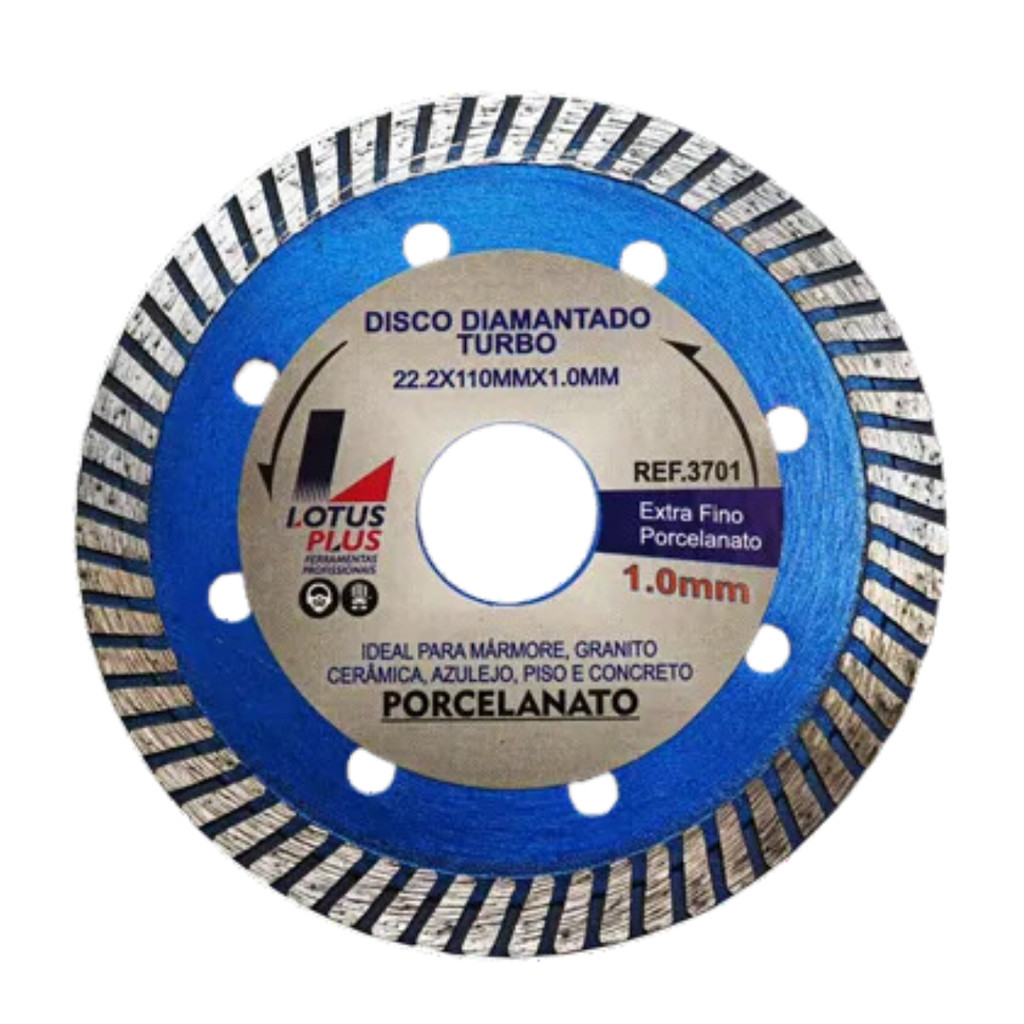 Disco Diamantado Turbo Extra Fino 110mm Corte Porcelanato Mármores Granitos Cerâmica Concreto