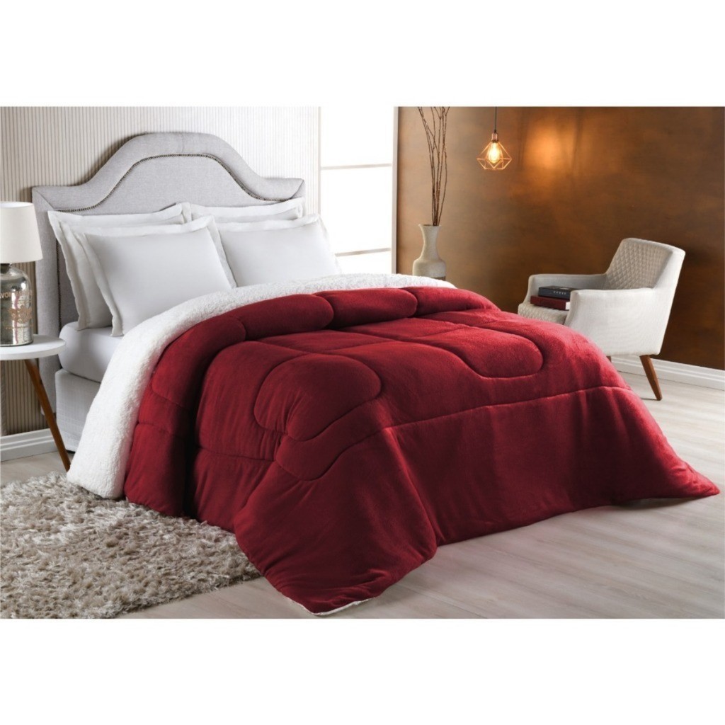 Coberdrom Edredom Pele De Carneiro Casal Queen Sherpa DuplaFace Barato