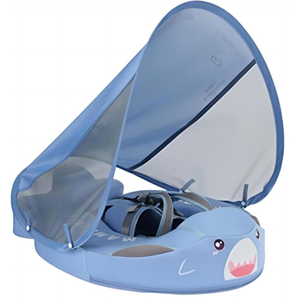 [Novo] Mambobaby Baby Pool Float 3 ~ 24 Meses with Canopy Tail and Harness Non-Inflatable Infant Com Pára-Sol À Prova D'água E De Secagem Rápida Adequado Para Sea
