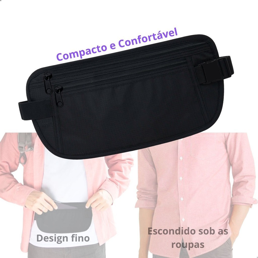 Pochete Doleira Bolsa Cintura Esporte Corrida Academia Viagem Celular Documentos Antifurto em Oferta na Shopee