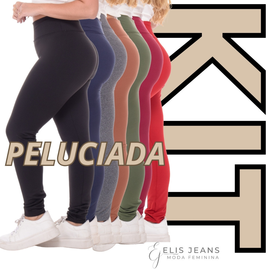 Kit 2 Calça Legging Flanelada Grossa Forrada Leg Peluciada Costura Reforçada Térmica