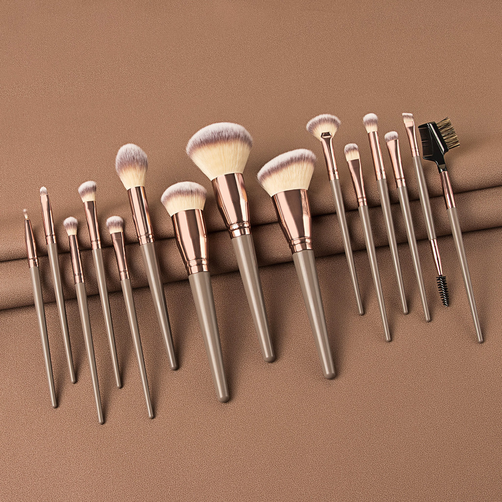 15 Pcs Brown Oversized Makeup Brush Set Maquiagem Ferramentas de Maquiagem FINDCOLOR