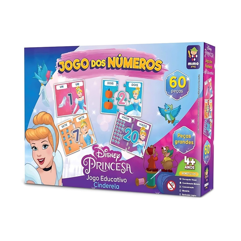 Jogo Educativo dos Números Disney Princesas Cinderela Mimo Toys Desenvolvimento Infantil Criança em Oferta na Shopee