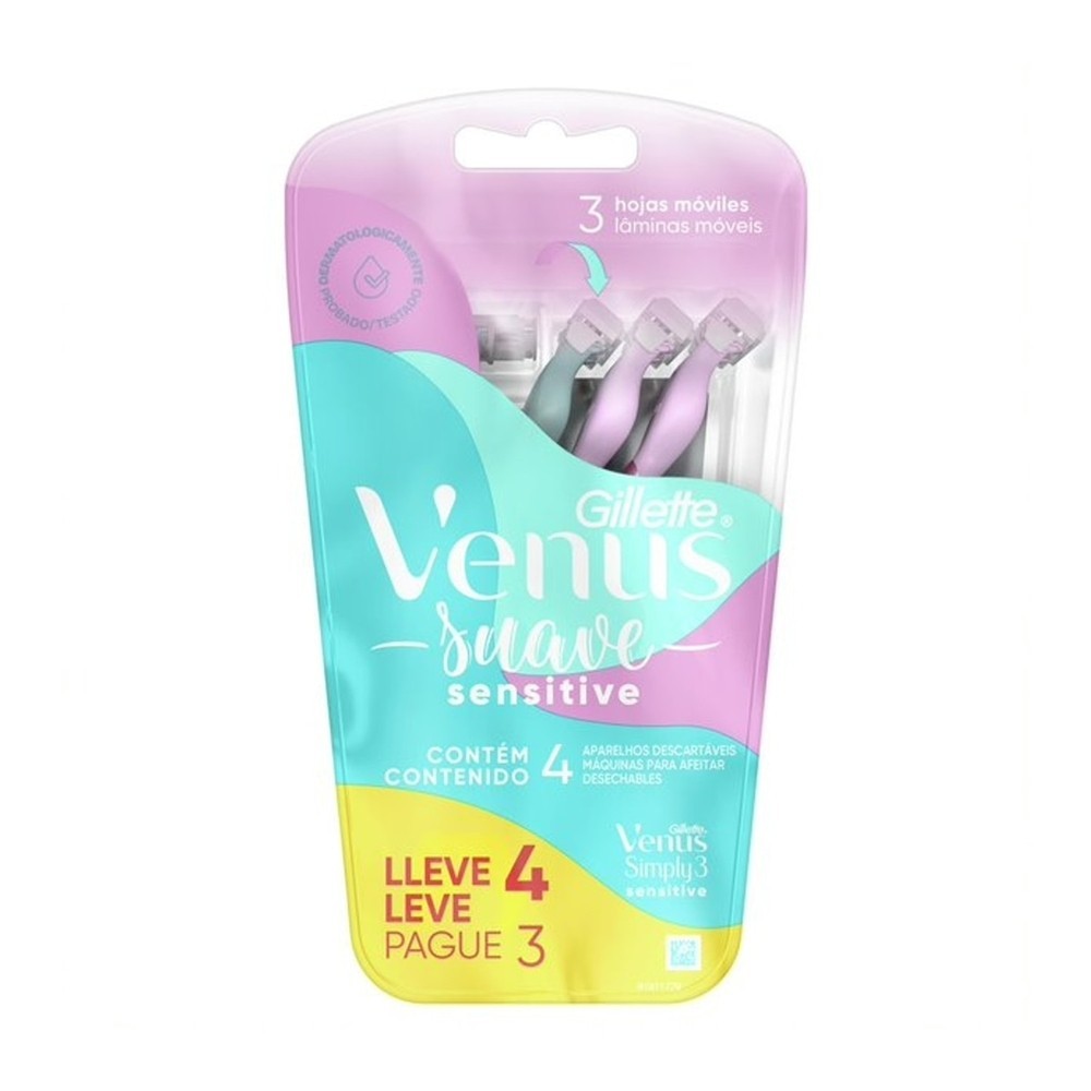 Aparelho de Depilar Gillette Venus Suave Sensitive Leve 4 Pague 3 Unidades - Beauty