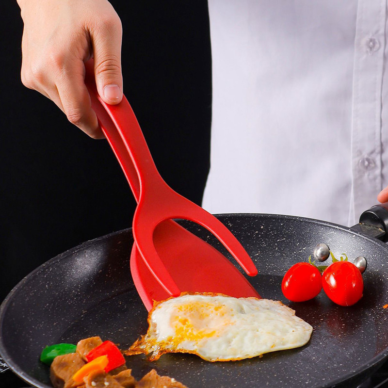 Espátula Para Panquecas Pinça Omelete Acessórios De Cozinha 2 em 1