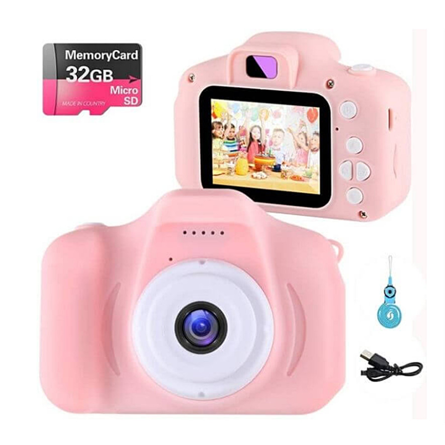 Máquina Fotográfica Digital 32 Infantil Sd Vídeos Hd Fotos Jogo Cor Rosa