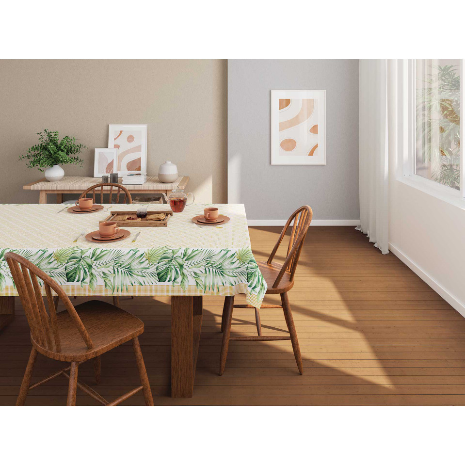 Toalha de Mesa Estampada 4 ou 6 Lugares Palmas Pop - Redonda; Quadrada ; Retangular - Lepper