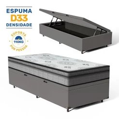 Cama Box Baú com Colchão Espuma D33 Pillow In D'Angelis Ortosleep Solteiro King 96cm