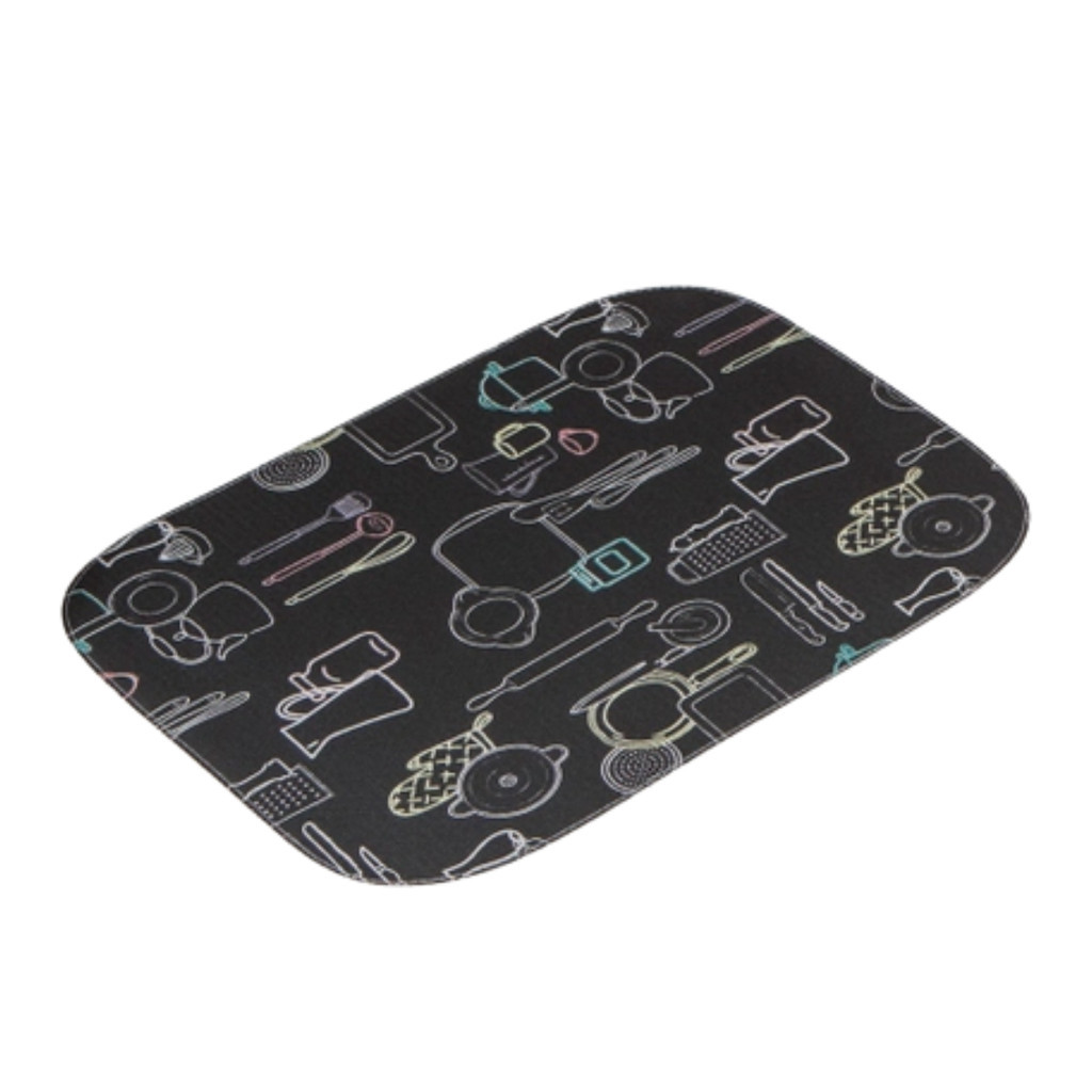 Tapete Multiuso Doméstico Preto Estampado 40x60cm Cozinha Sala de Jantar Mesa