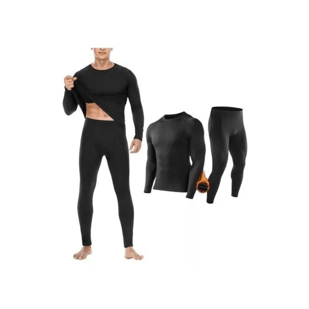 Roupa Masculina Térmica Blusa Calça Peluciadas kit segunda pele forrado proteção frio neve chuva vento bike esporte academia