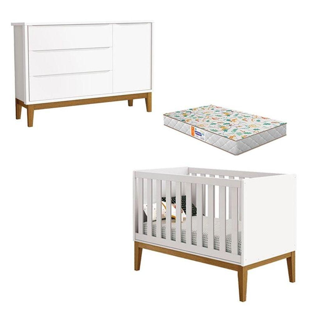 Berço Americano E Cômoda New Classic Branco Com Pés Madeira E Colchão Gazin - Reller em Oferta na Shopee