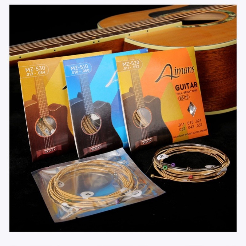 6 Pçs Cordas De Guitarra Acústica Núcleo De Aço À Prova De Ferrugem Corda Revestida Cobre Fósforo Para 6 Acessórios