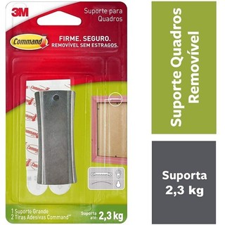 Suporte Adesivo para Quadros Command AÇO Grande ATE 2,3KG 3M em Oferta na Shopee