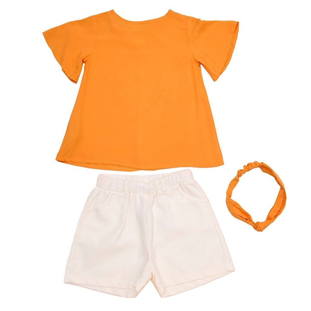 Kit Conjunto Shorts Branco Bata Lisa E Faixa De Cabelo