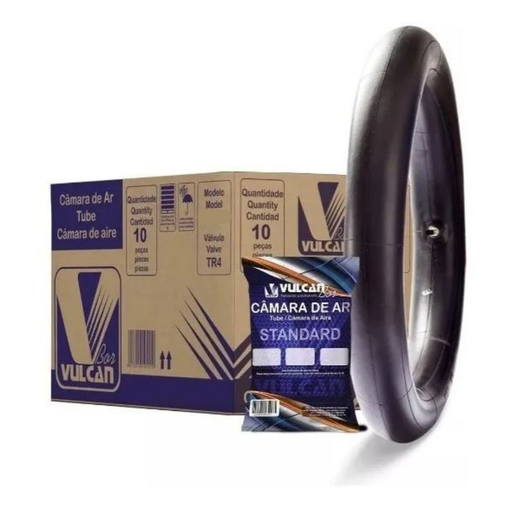 Kit 10 Câmaras de Ar Aro 17 Vulcan BOR VG-17 p/ Biz, Pop, Crypton (2.50-17 a 60/100-17)