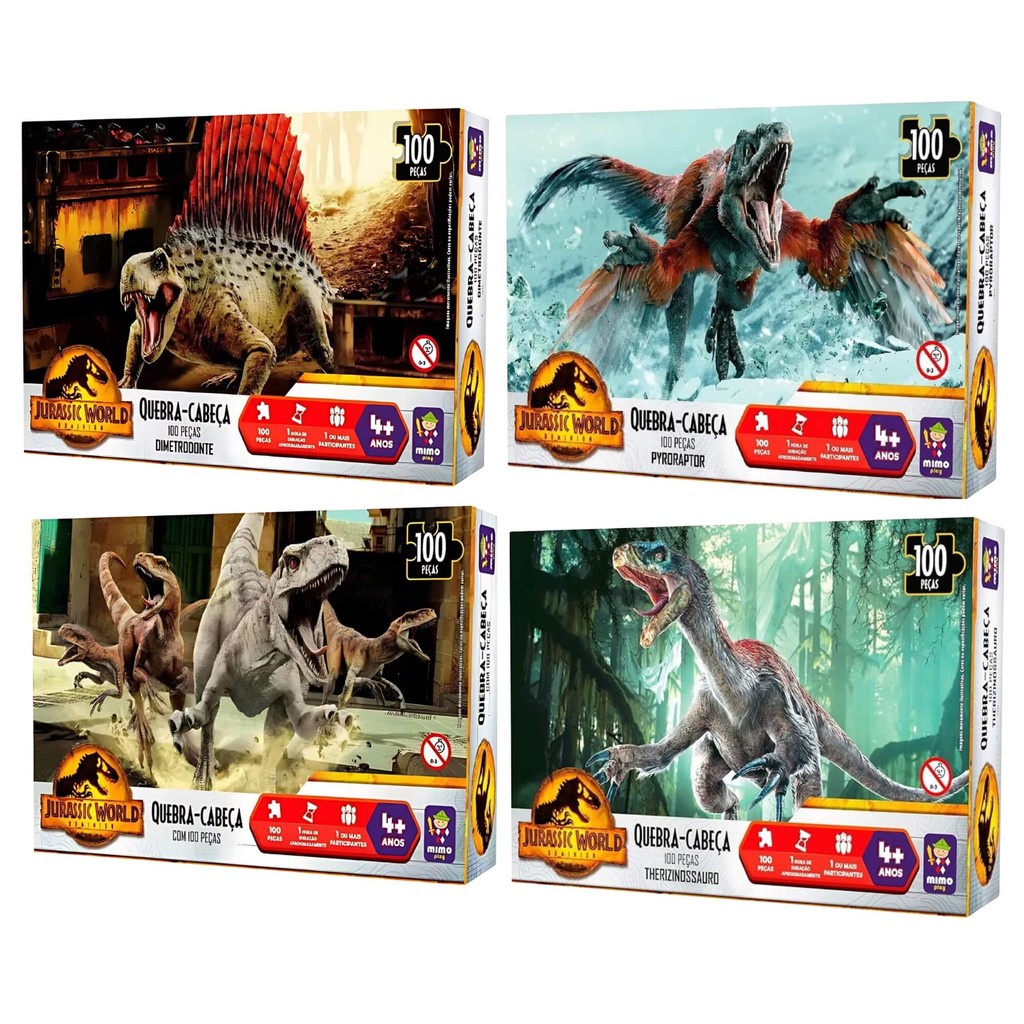Dinossauro 1x Quebra-Cabeça 100 Peças Jurassic World - Mimo Toys em Oferta na Shopee