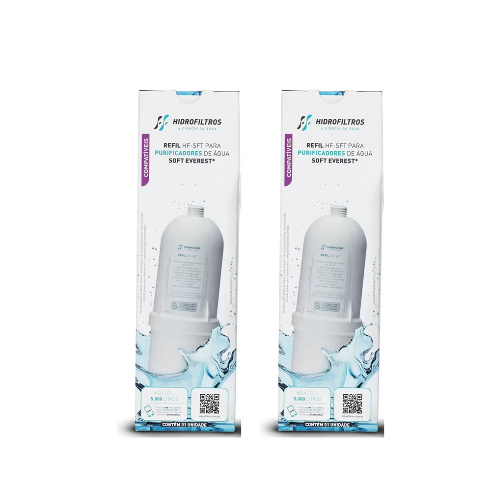 2 Refil Filtro Hidrofiltros Compatível Purificador Soft Everest, Plus, Star, Fit, Slim E Baby