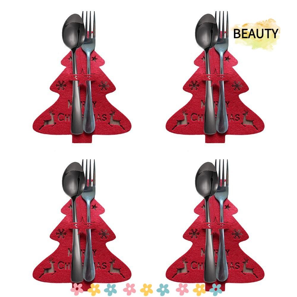 BEAU 4pcs Saco De Mesa Para Árvore De Natal 4pcs , Sacos Multifuncionais De Grande Capacidade Em Floco De Neve Decoração De