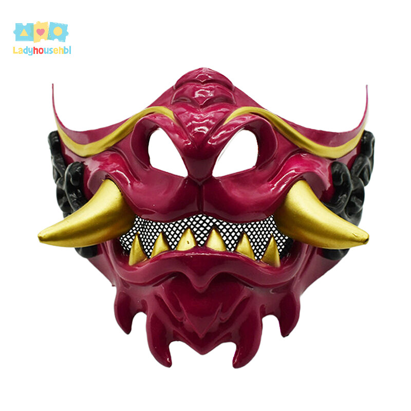 LAHG > Máscara Prajnaparamita Vermelha Diabólica De Halloween Demoníaca De Brinquedo De Samurai Festa Acessórios Novo