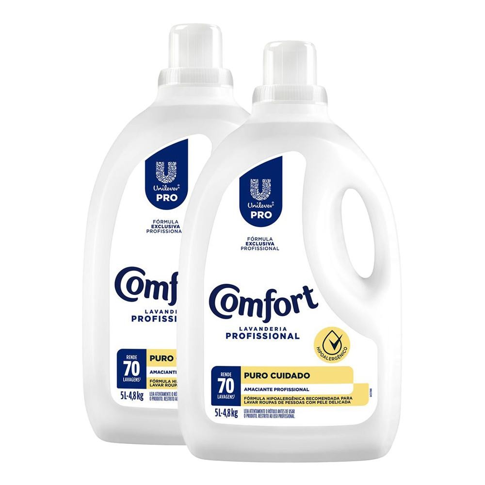 Kit com 2 Amaciantes Diluído Comfort Profissional Puro Cuidado 5L cada em Oferta na Shopee