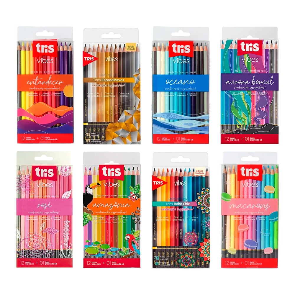 Lapis de Cor Tris Vibes 12 Cores em Oferta na Shopee