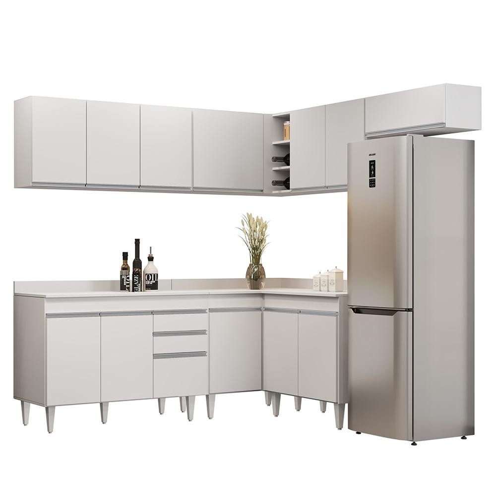 Armário de Cozinha Modulado de Canto 7 Peças CP20 Balcão com Tampo Branco - Lumil em Oferta na Shopee