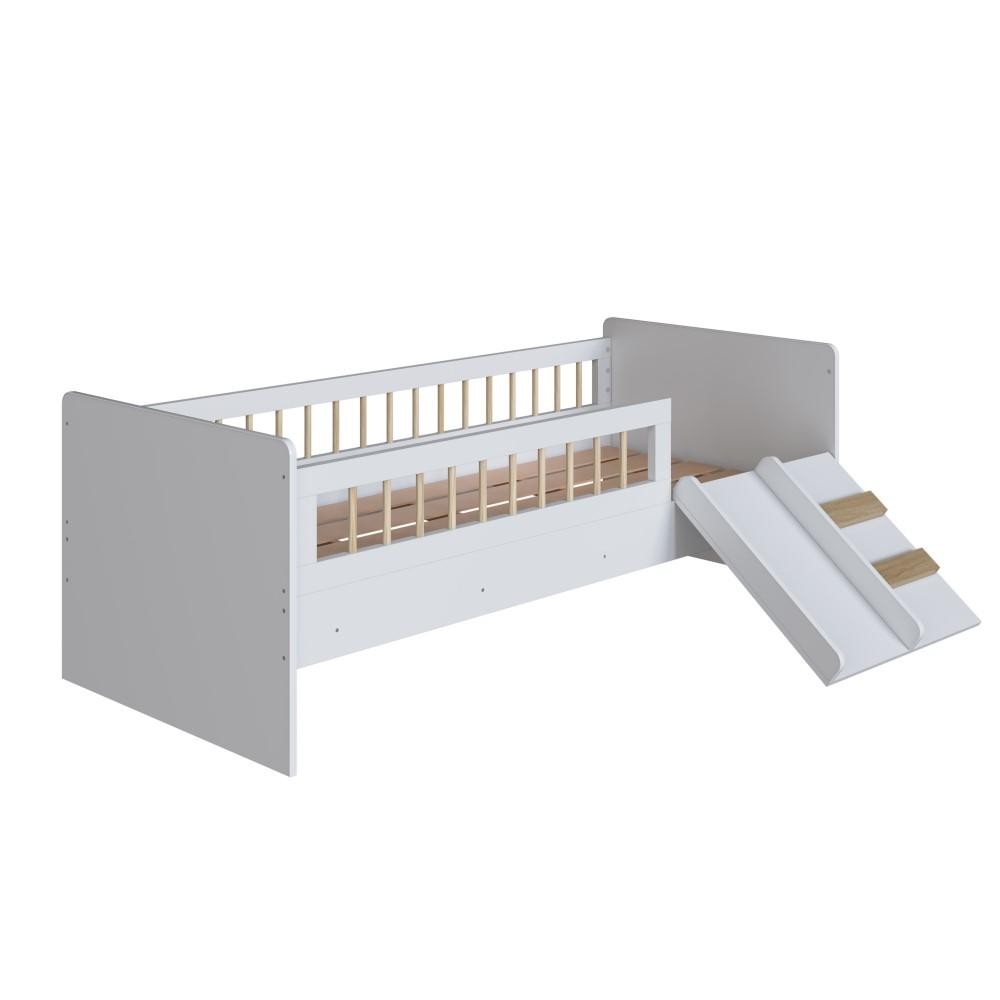 Cama Infantil Montessoriana com Grade e Escorrega Affetto Branco - Home & Living