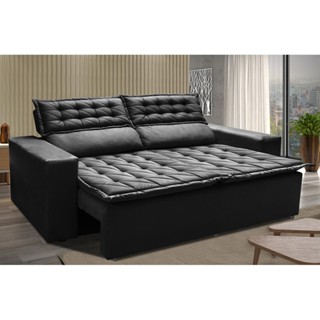 Sofá 3 Lugares Retrátil e Reclinável Cama inBox Slim 1,80m Velusoft Preto em Oferta na Shopee
