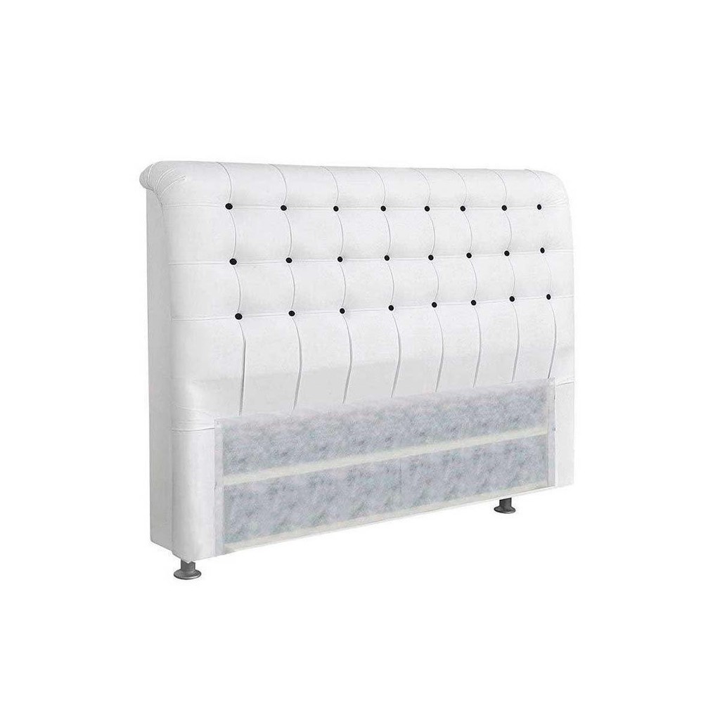 Cabeceira Cama Box Estofada Queen Queen Dama Plus Courano Branco/Preto - Simbal - Home & Living