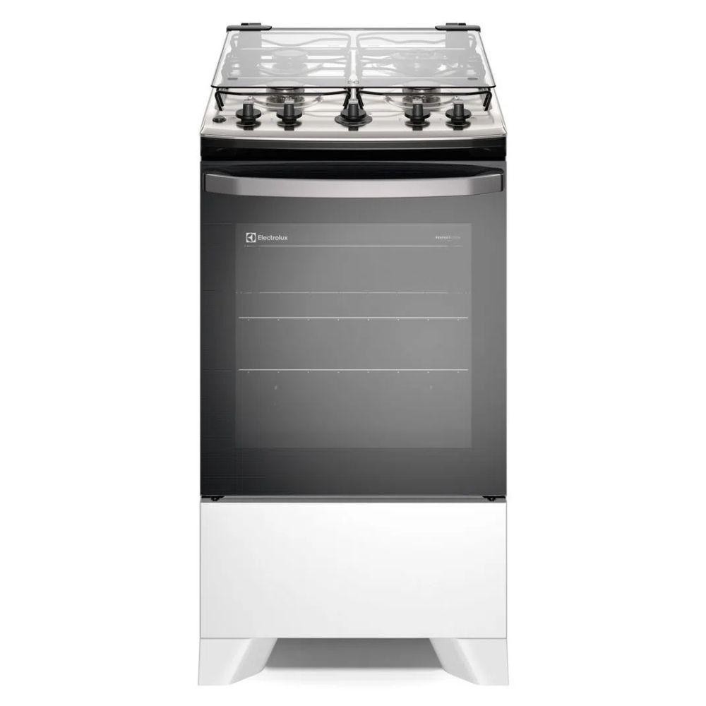 Fogão 4 Bocas De Piso Electrolux Branco Efficient Com Mesa Inox Perfectcook E Vaporbake Branco Bivolt