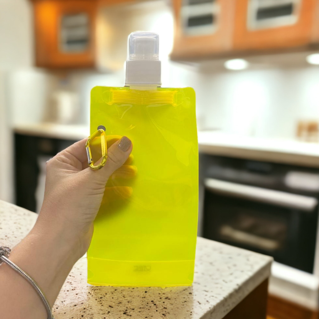 Squeeze garrafa de água garrafinha dobrável levar na bolsa para academia 460ml Transparente em Oferta na Shopee