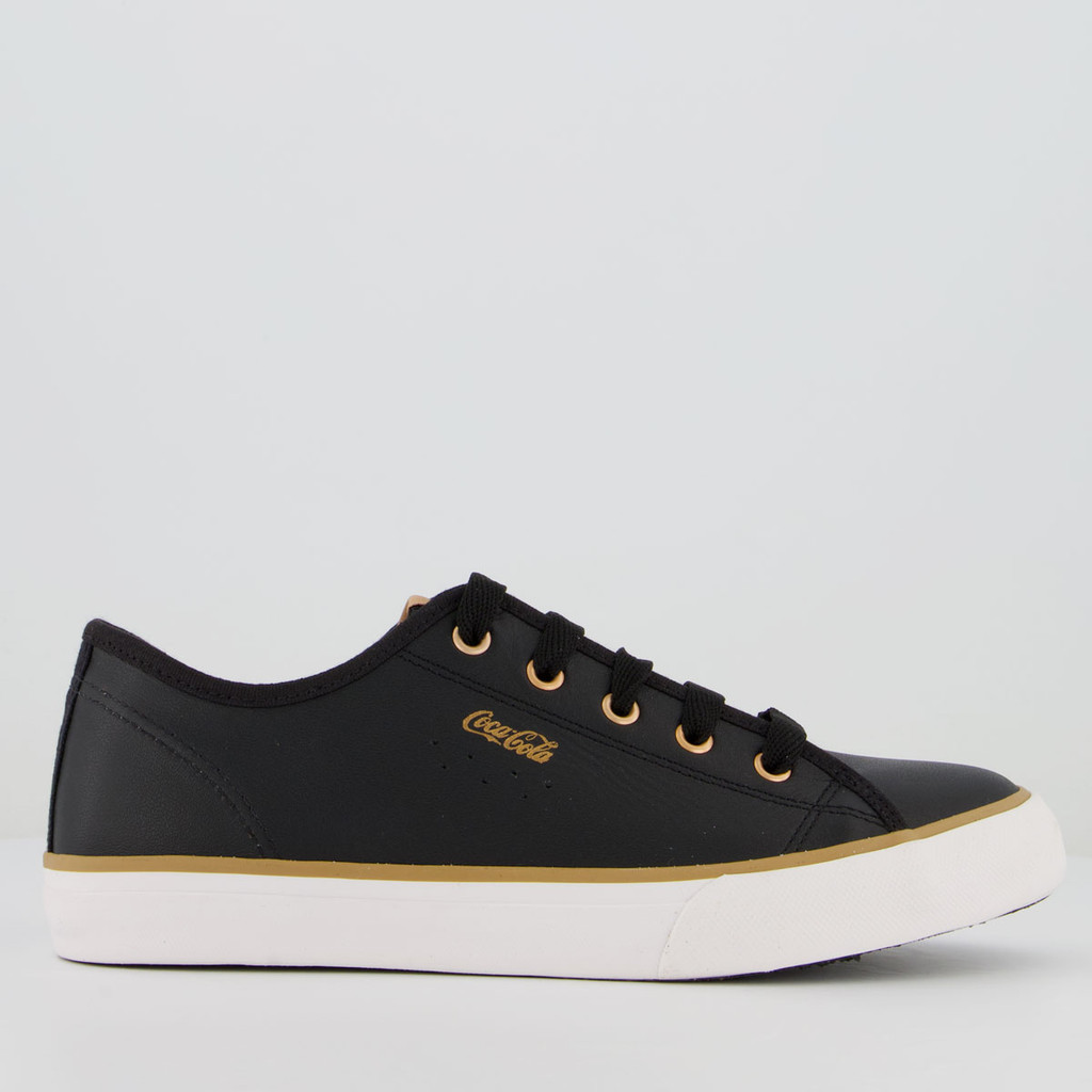 Tênis Coca Cola Stream Leather Feminino Preto e Cobre - Women Shoes