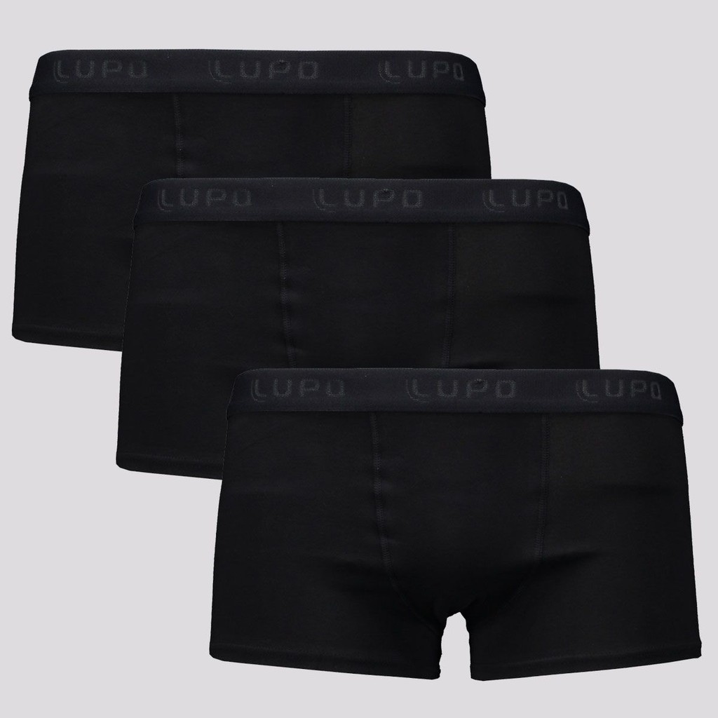 Kit de 3 Cuecas Lupo Algodão Com Elastano Preta em Oferta na Shopee