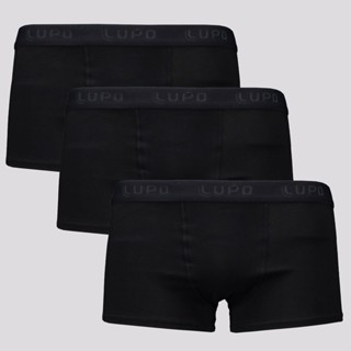 Kit de 3 Cuecas Lupo Algodão Com Elastano Preta em Oferta na Shopee