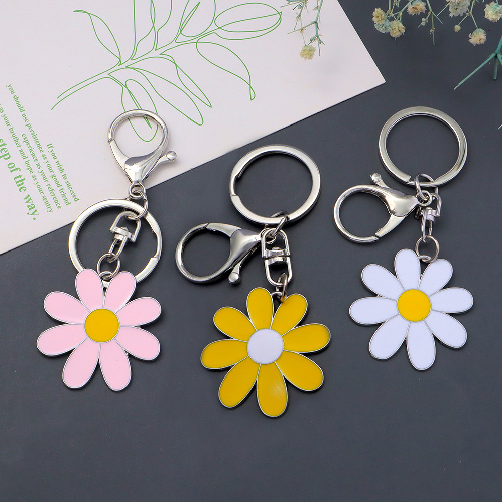 Doce Pequena Margarida Chaveiro Moda Metal Flor Feminino Menina Linda Bolsa Ornamentos Acessórios Chave