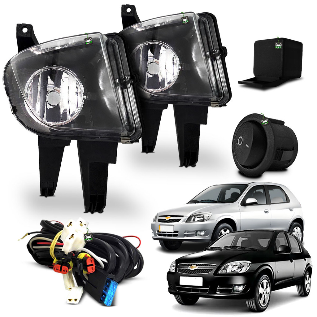 Kit Farol Auxiliar Milha Celta 2007 a 2015 Prisma 2007 a 2012 Botao Tic Tac - Spare Parts and Accessories for Vehicles