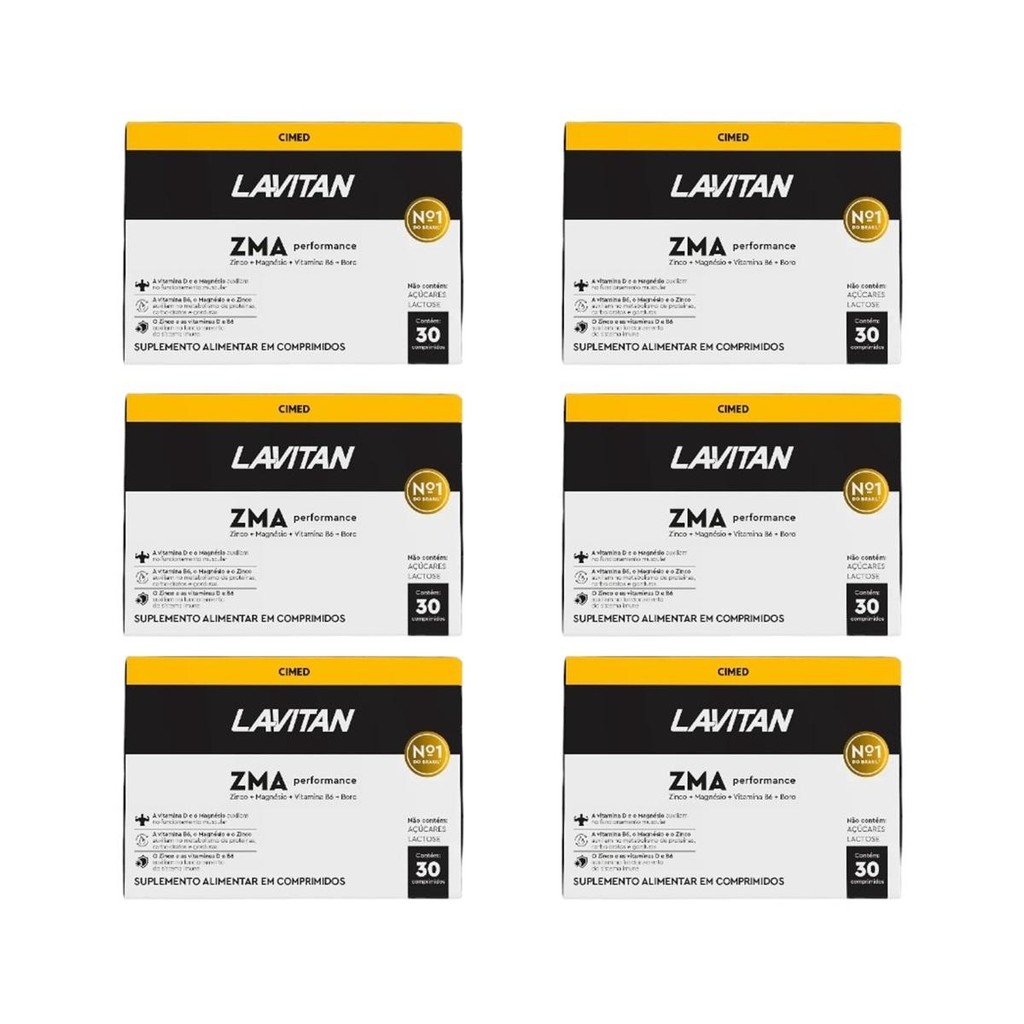 Kit Lavitan ZMA Performance C/ 6 Caixas De 30 Cmp Cada