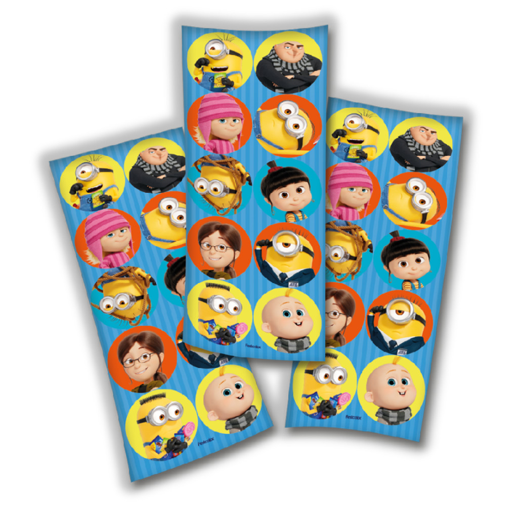 30 ~150 ADESIVO MEU MALVADO FAVORITO 4  MINIONS  REDONDO FESTCOLOR