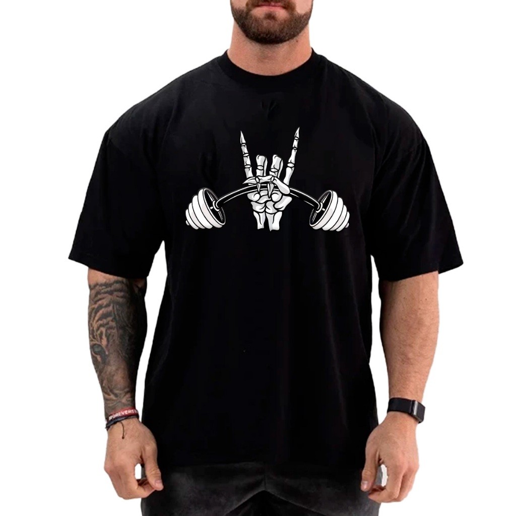 Camiseta Oversized Streetwear Masculina Feminina Camisa 100% Algodão Body Builder Hang Loose Estilo Academia