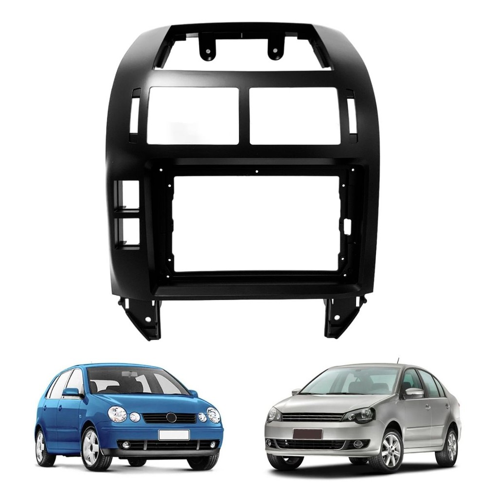 Moldura 2 Din Acabamento Painel 9 Polegadas Volkswagen Polo Sedan e Hatch 2003 até 2011 Original