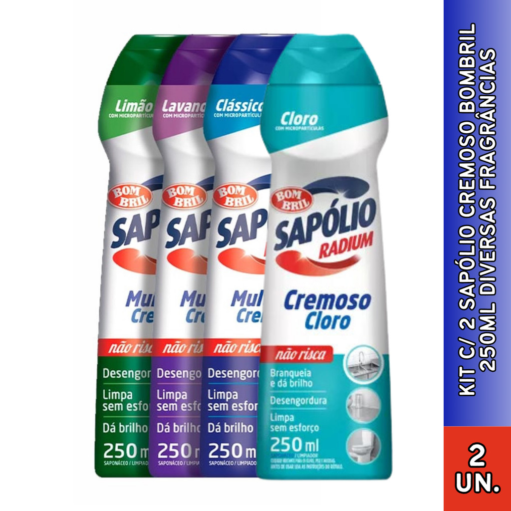 Kit Com 2 Sapólio Cremoso Radium Bombril Escolha Fragrância 250ml em Oferta na Shopee