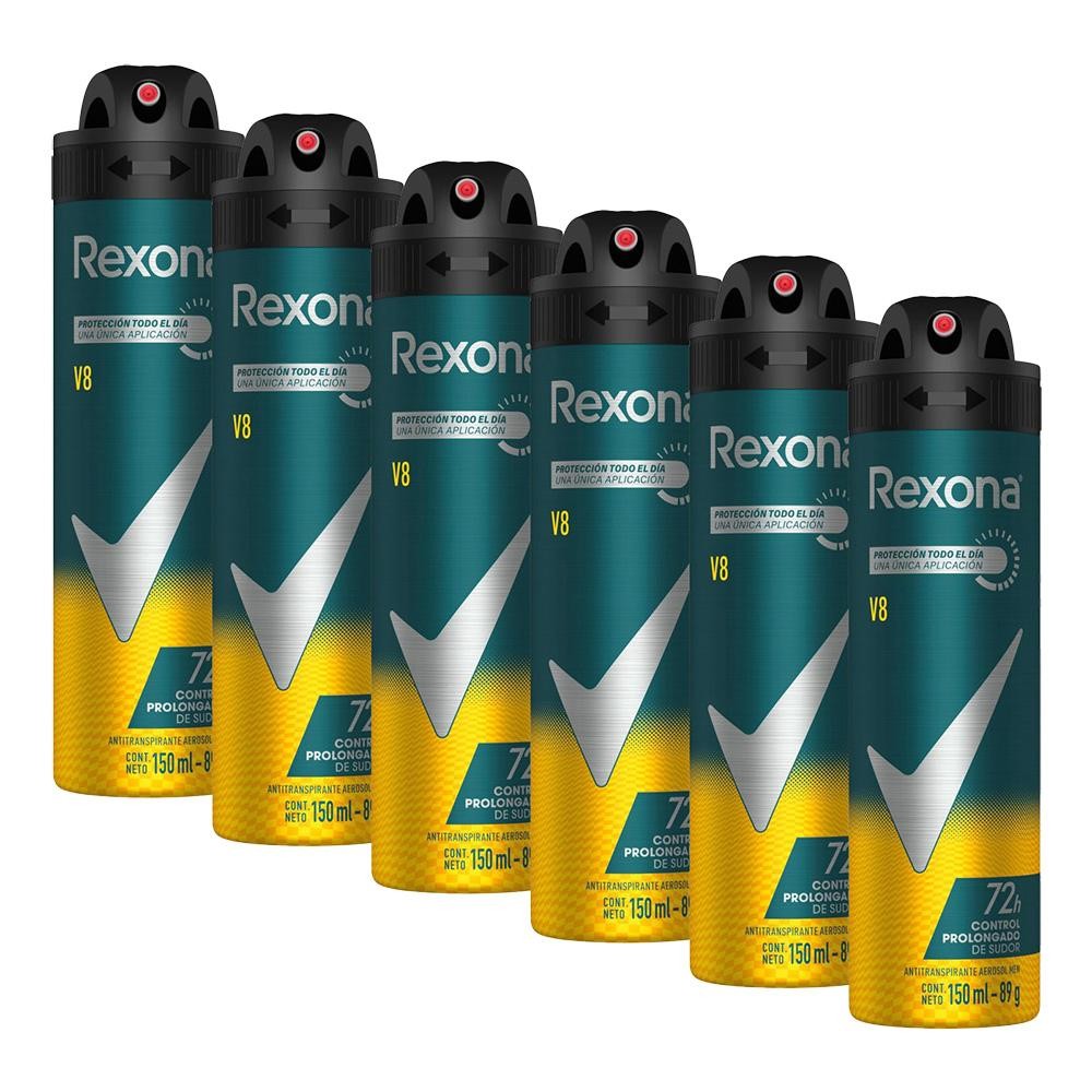 Kit 6 Desodorantes Rexona Men Aerossol Antitranspirante V8 150ml