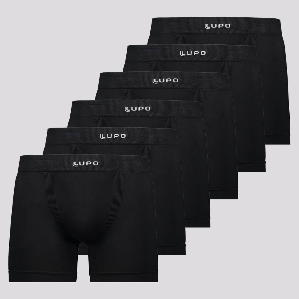 Kit Lupo de 6 Cuecas Boxer Fiber Mang II Preta e Branca em Oferta na Shopee