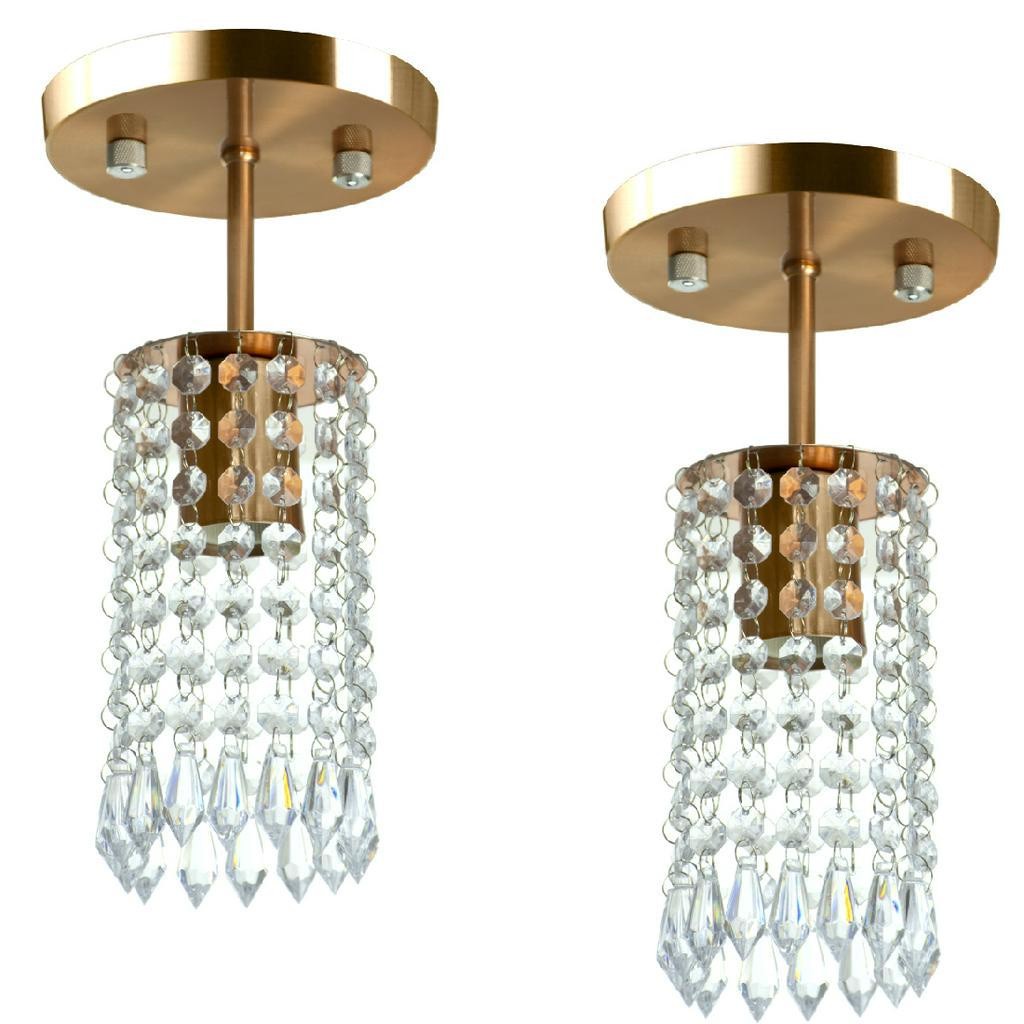Lit 2 Lustres Clearcrillic Cristal Acrilico Redondo Cobre em Oferta na Shopee