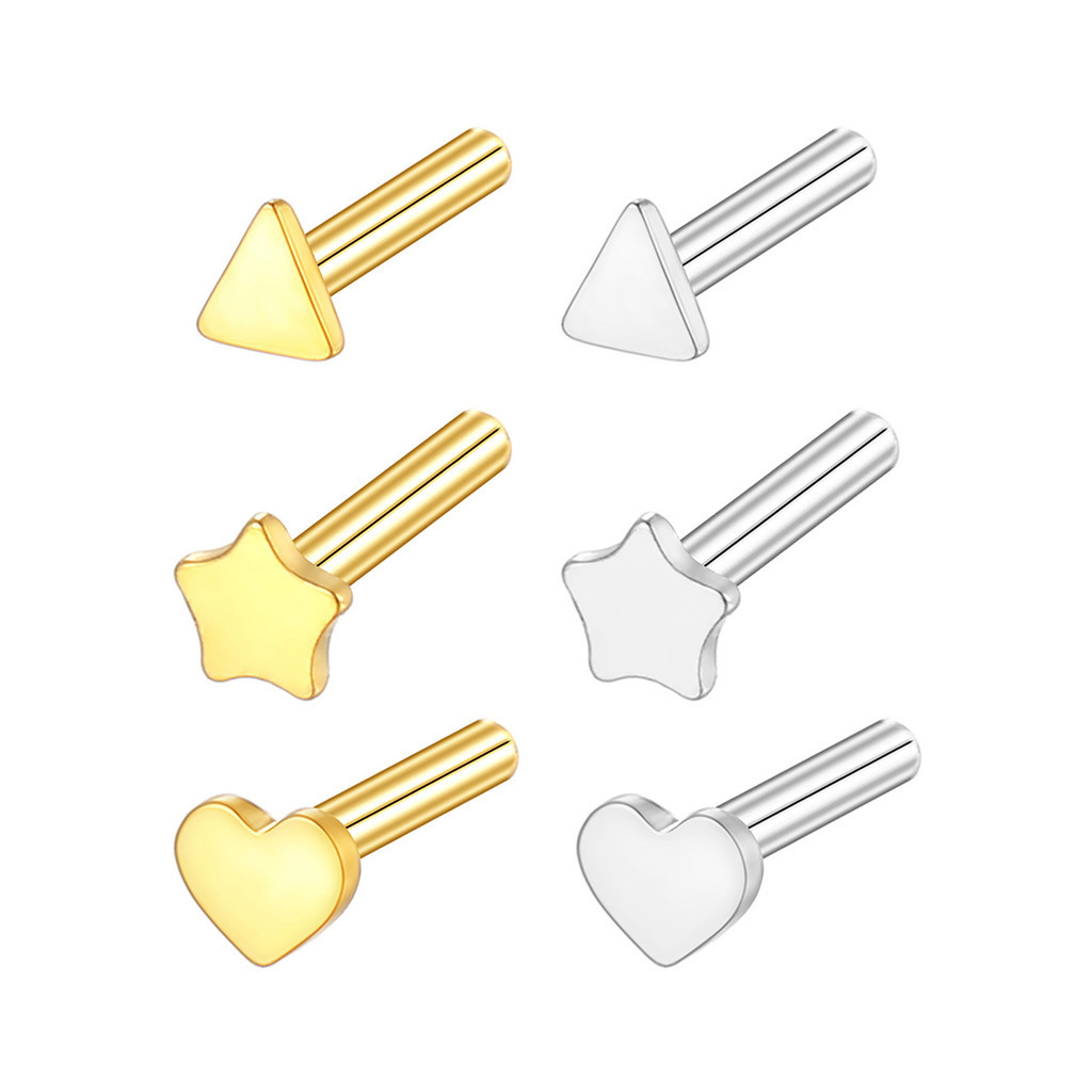 3PCS Kit Haste Para Labret Piercing Titânio Pvd Base Coração em Oferta na Shopee