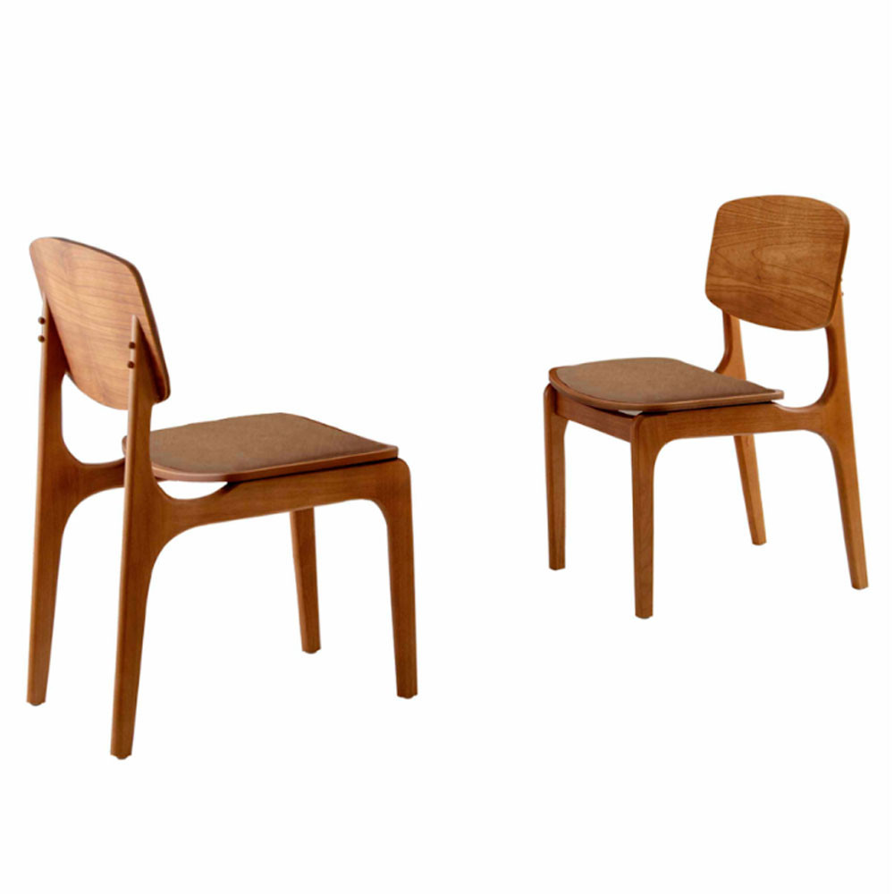 Conjunto com 2 cadeiras Malta Gold em Madeira Maciça para Sala de Jantar Moderna Mobília