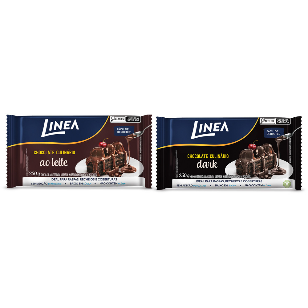 Kit 2 Chocolates Culinários Ao Leite e Dark Linea 250g em Oferta na Shopee