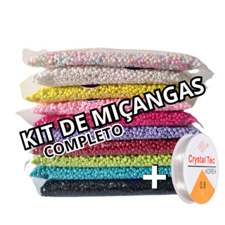 Kit de miçangas completo com 10 Cores Diferentes + Fio de Silicone para fazer pulseiras em Oferta na Shopee