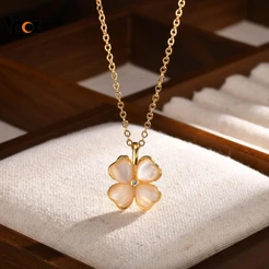 Vnox Quatro Trevo Pingente Colar Para Mulheres Aço Inoxidável Cruz Corrente Feminino Moda Jóias Presente