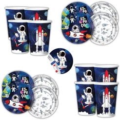 Kit Festa ASTRONAUTA ESPACIAL 16 Pratos + 16 Copos Descartável 180 Ml Papel - REGINA(CHOCO)